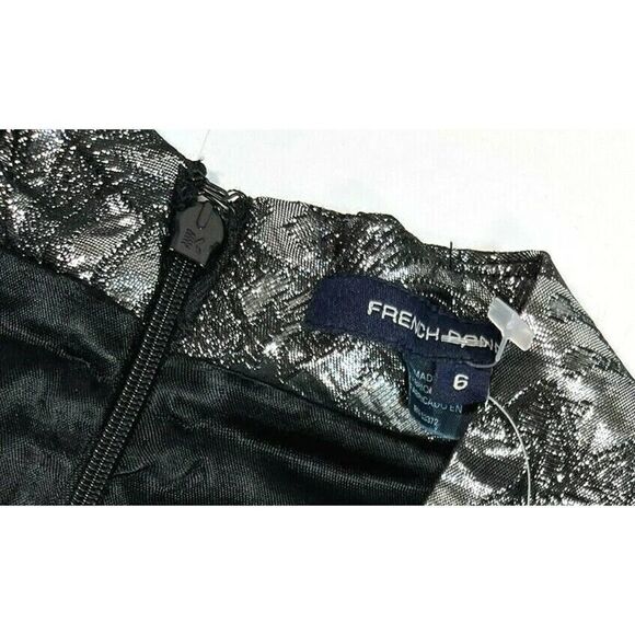 French Connection Art Deco Metallic Dress Silver Deep V Cocktail Party - Picture 7 of 16